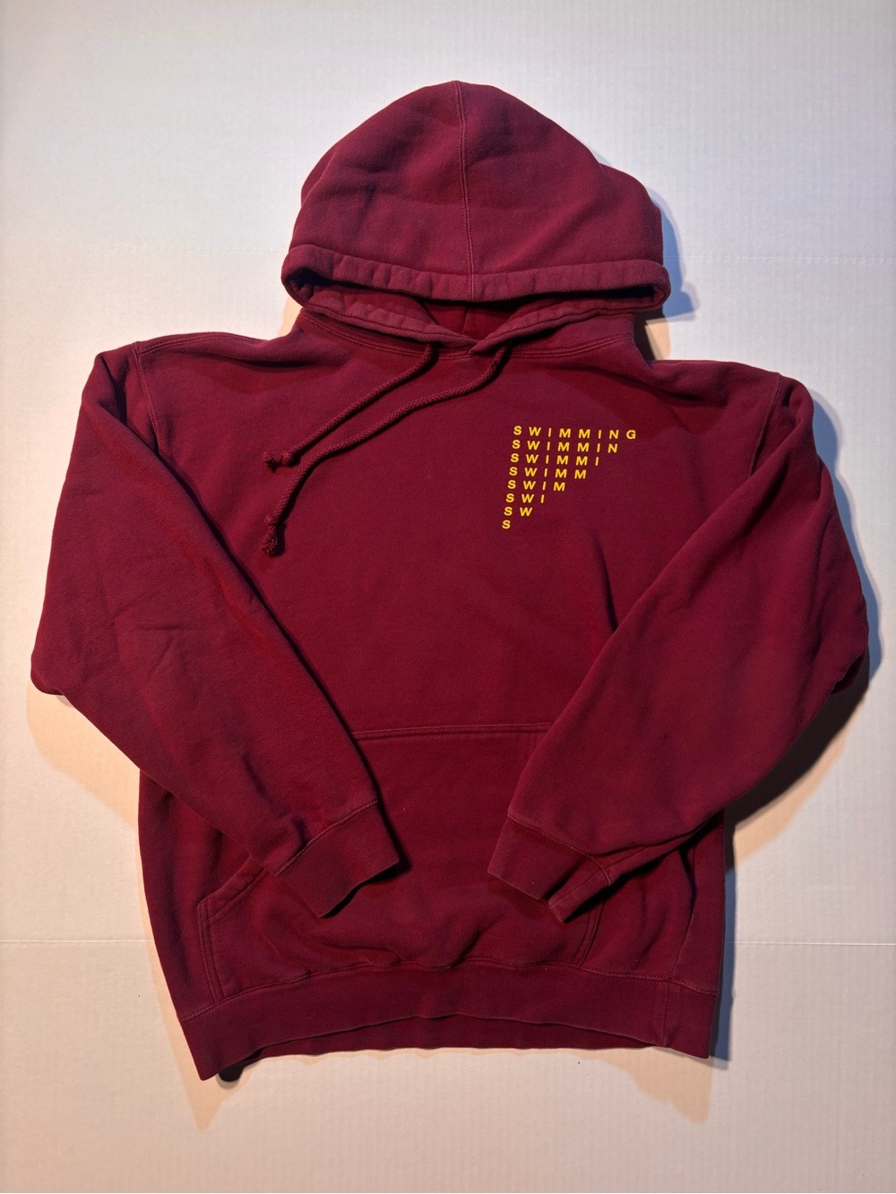 Mac Miller Swimming Pullover Hoodie Burgundy Music Merchandise Medium Wave